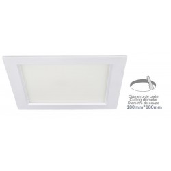 Downlight LED Cuadrado 220x220mm Blanco 25W, Corte 180x180mm. para Techos Lamas